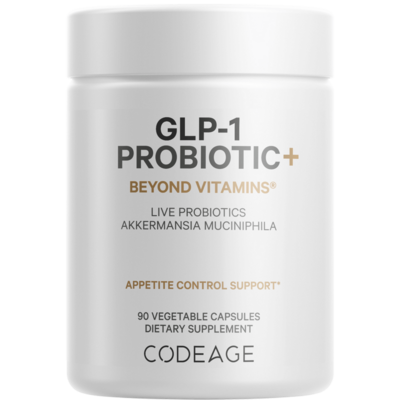 CodeAge GLP-1 Probiotic+, 90 capsules, front of bottle
