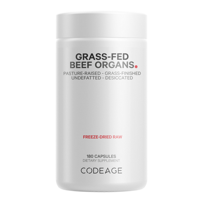 CodeAge Grass-Fed Beef Organs, 180 capsules, front of bottle