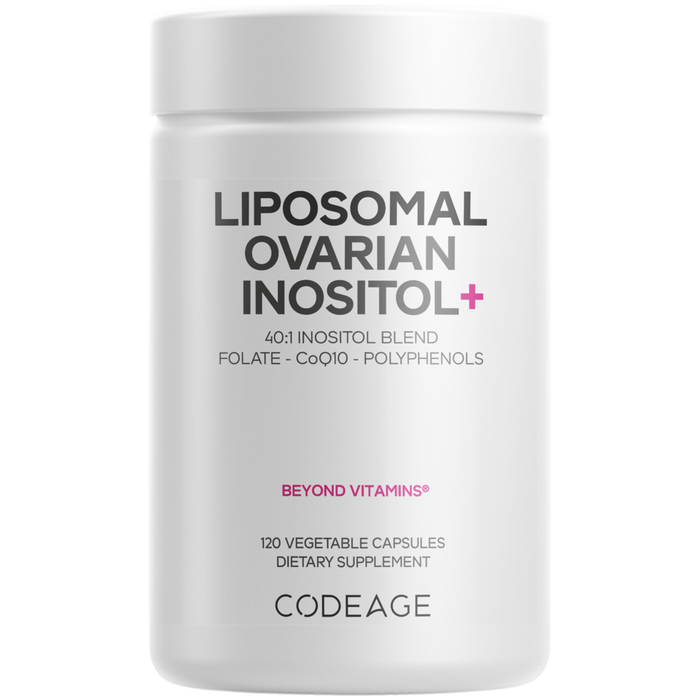 CodeAge Liposomal Ovarian Inositol+, 120 capsules, front of bottle