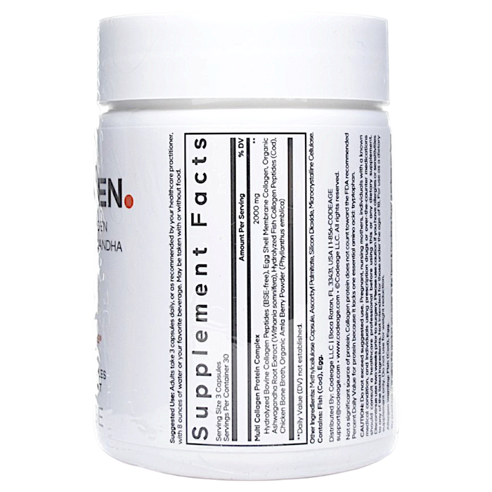 CodeAge Multi Collagen 90 capsules supplement facts label
