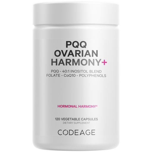 CodeAge PQQ Ovarian Harmony+, 120 capsules, front of bottle