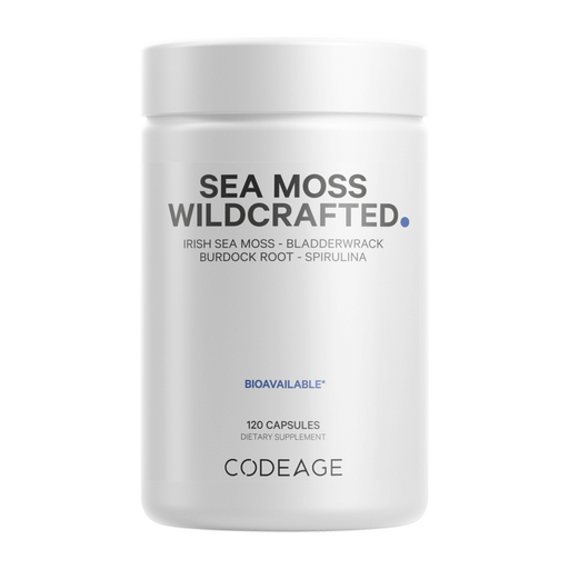 CodeAge Sea Moss Wildcrafted, 120 capsules, front of bottle