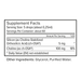 Supplement facts label with detailed ingredient information on a white background