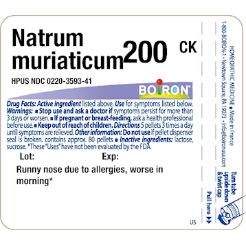Supplement facts Natrum muriaticum 200CK 80 plts