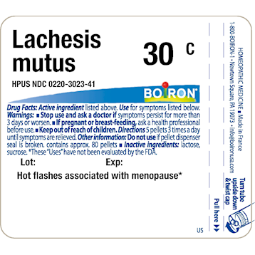 Supplement facts Lachesis mutus 30C 80 plts