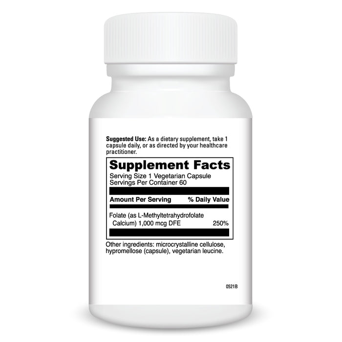 DaVinci Labs 5-MTHF 1 mg 60 capsules supplement facts label