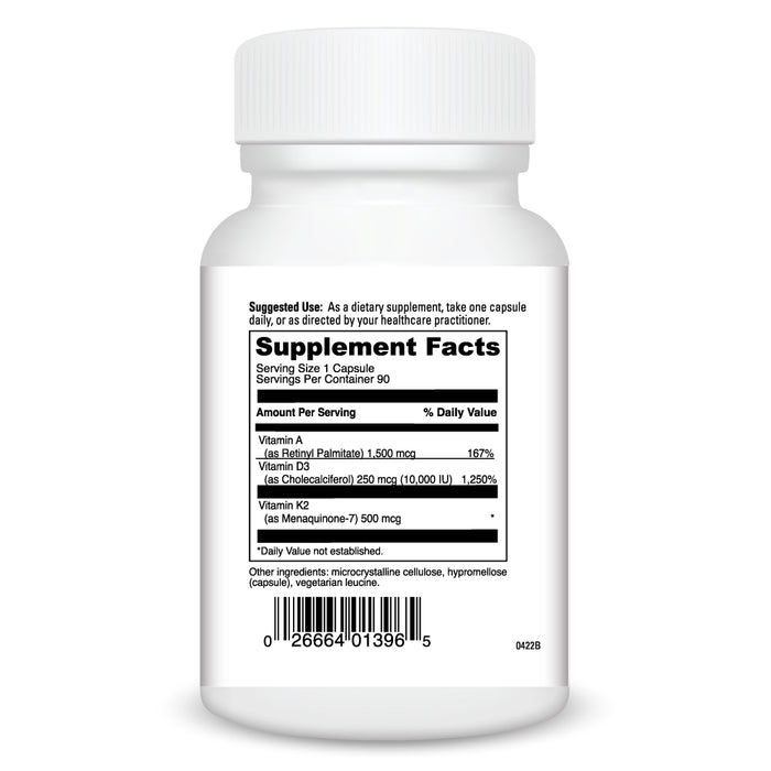 DaVinci Labs A-D-K 10 90 capsules supplement facts label