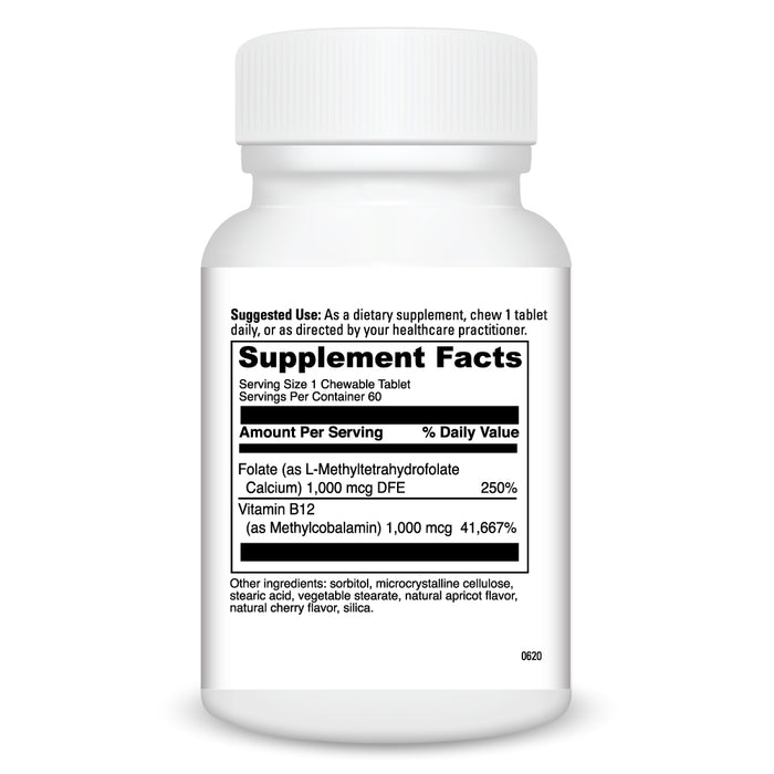 DaVinci Labs Active Folate B12 60 tablets supplement facts label