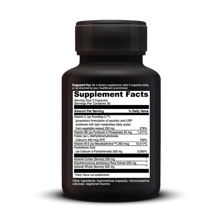 DaVinci Labs Adrenal Benefits 60 capsules supplement facts label