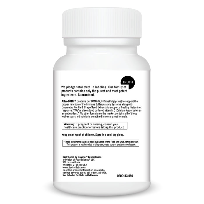 DaVinci Labs Aller-DMG 60 tablets side label