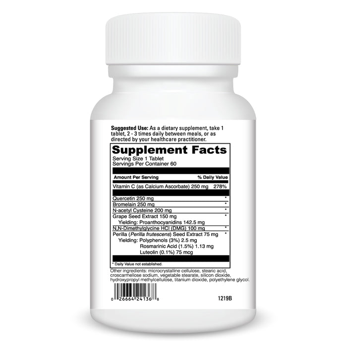 DaVinci Labs Aller-DMG 60 tablets supplement facts label