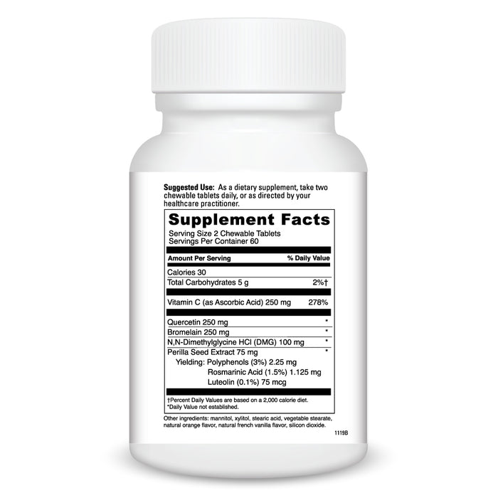 DaVinci Labs Aller-DMG Chewable Orange 120 chewables supplement facts label