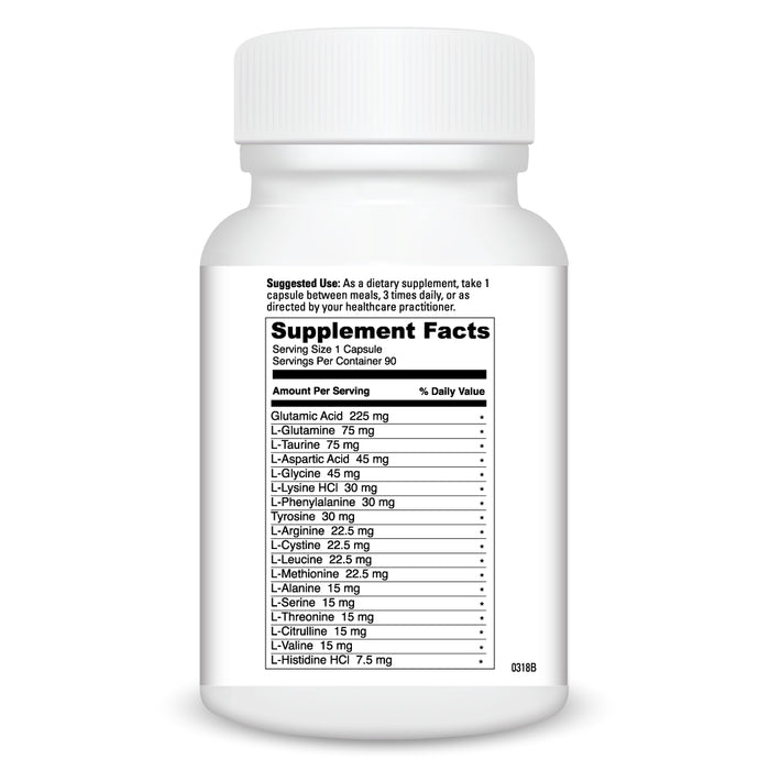 DaVinci Labs Amino 21 90 capsules supplement facts label