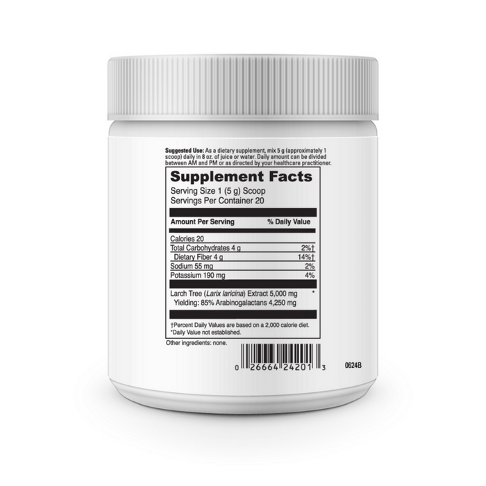 DaVinci Labs Arabinogalactan Powder 100 g supplement facts label