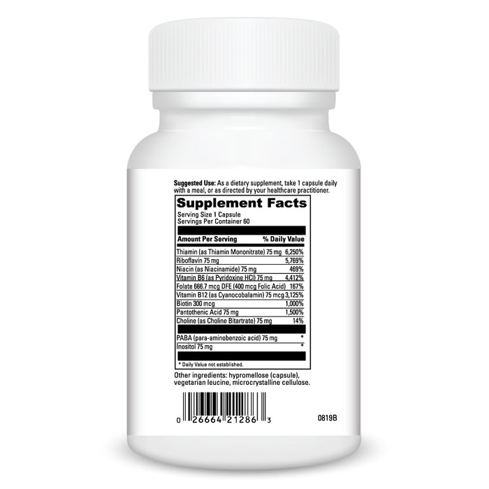 DaVinci Labs B Complex-75 60 capsules supplement facts label