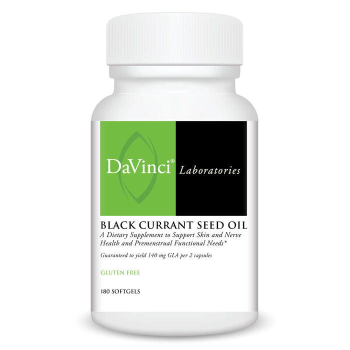 DaVinci Labs Black Currant Seed Oil, 180 softgels, front of bottle