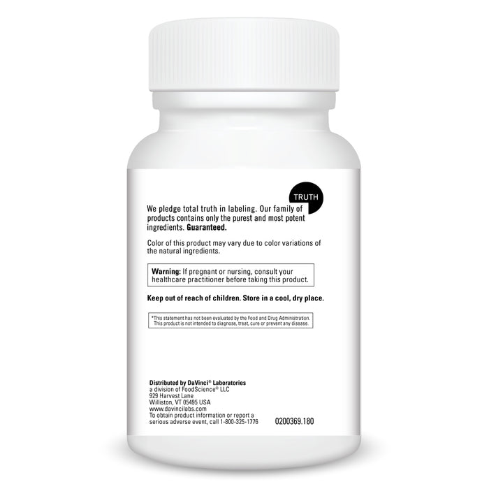 DaVinci Labs Black Currant Seed Oil 180 softgels warnings label