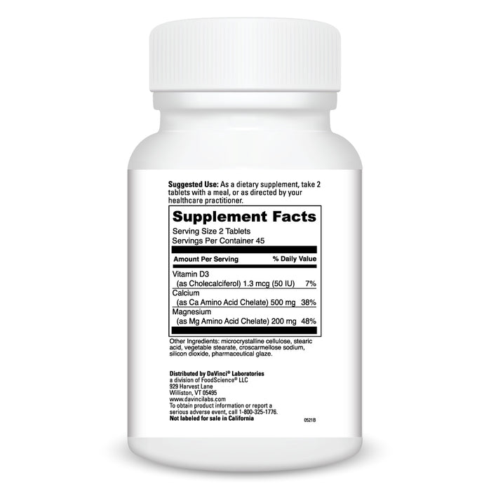 DaVinci Labs Cal Mag 90 tablets supplement facts label