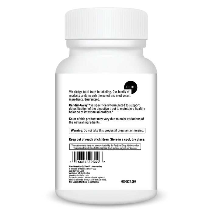 DaVinci Labs Candid-Away 90 veg capsules warnings label