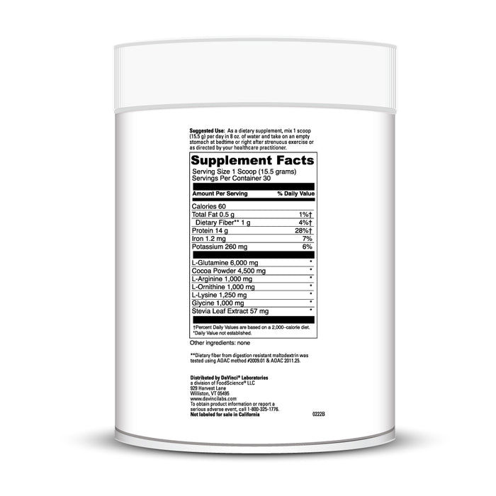 DaVinci Labs Cocoa HGH 465.2 g supplement facts label