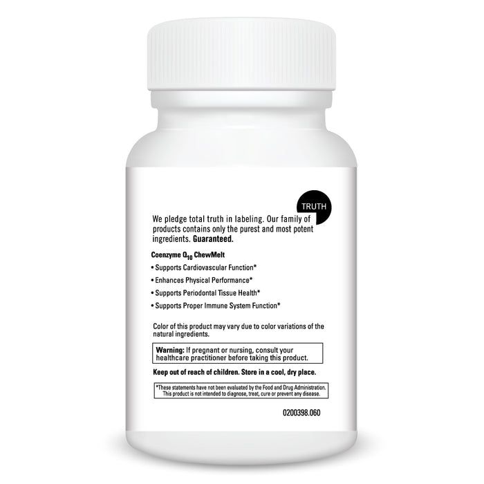 DaVinci Labs CoEnzyme Q10 Chewmelt 100 mg 60 chewables warnings label