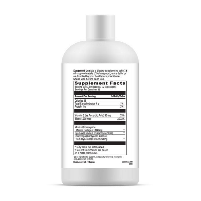 DaVinci Labs Collagen Bright Toasted Cinnamon 7.6 fl oz supplement facts label