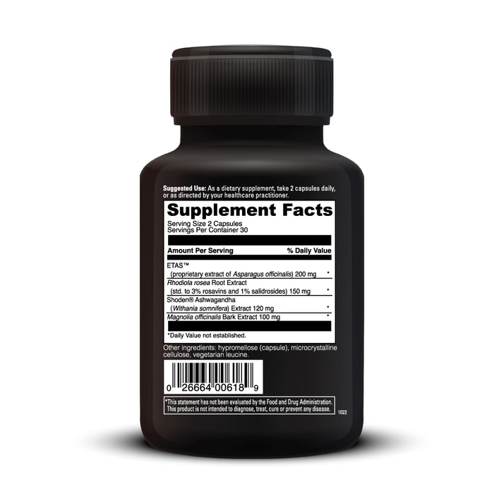 DaVinci Labs Cortisol Benefits 60 capsules supplement facts label