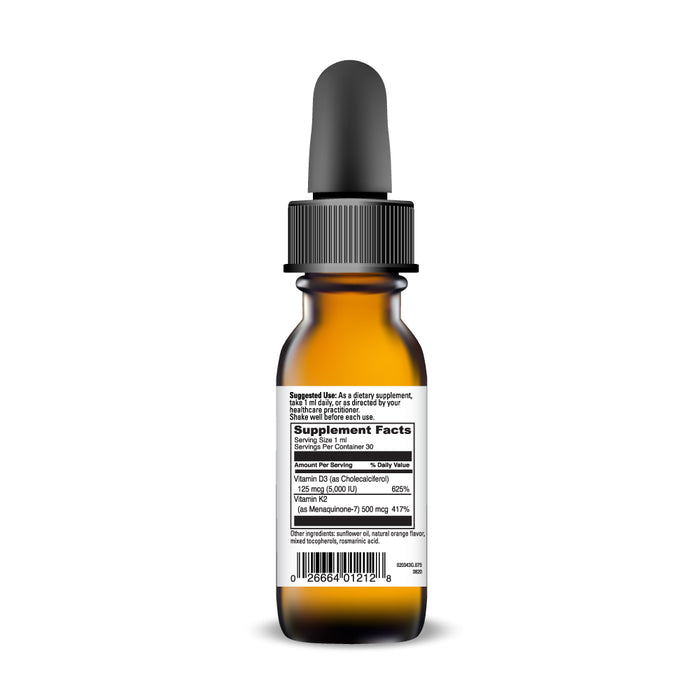 DaVinci Labs D3/K2 Liquid 1 fl oz supplement facts label