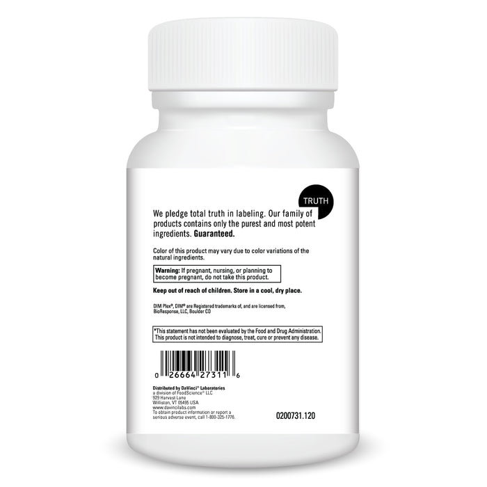 DaVinci Labs DIM Plex 120 capsules warnings label