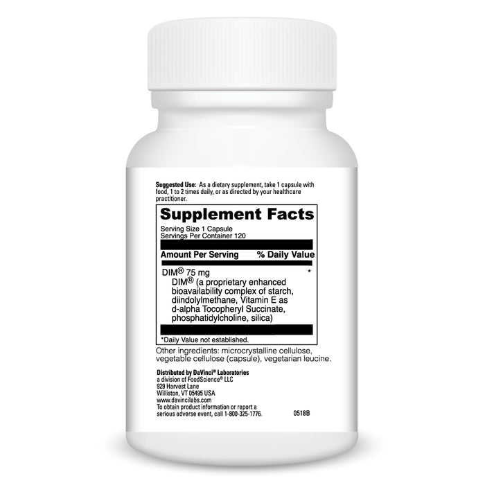 DaVinci Labs DIMPro 120 capsules supplement facts label