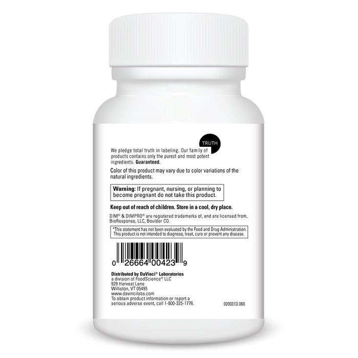 DaVinci Labs DIMPRO 150 mg 60 capsules warnings label