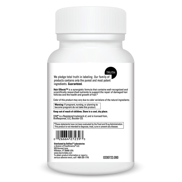 DaVinci Labs Hair Effects 90 veg capsules warnings label