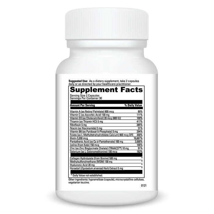 DaVinci Labs Hair, Skin & Nails 60 capsules supplement facts label