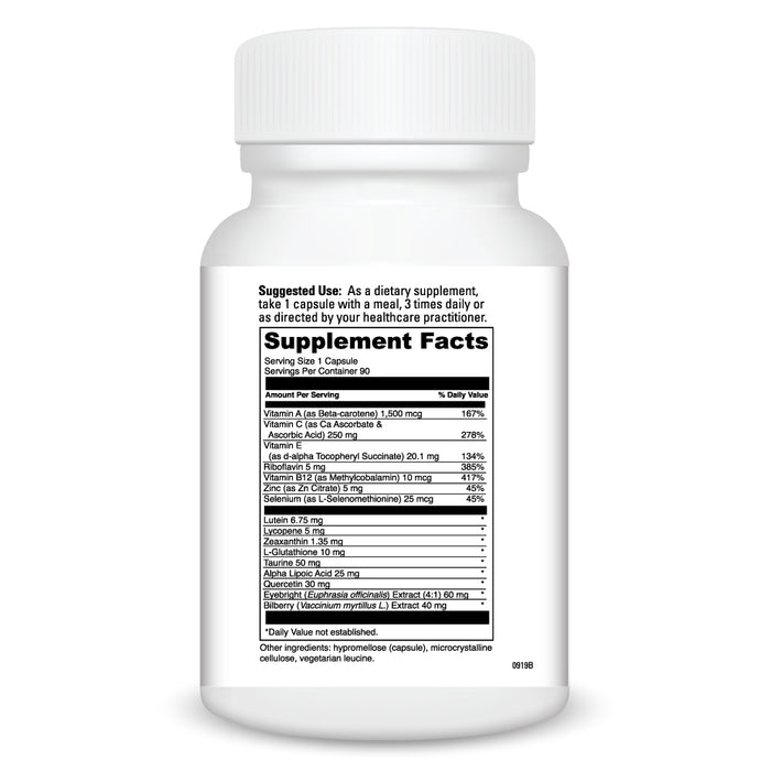 DaVinci Labs Healthy Eyes 90 veg capsules supplement facts label