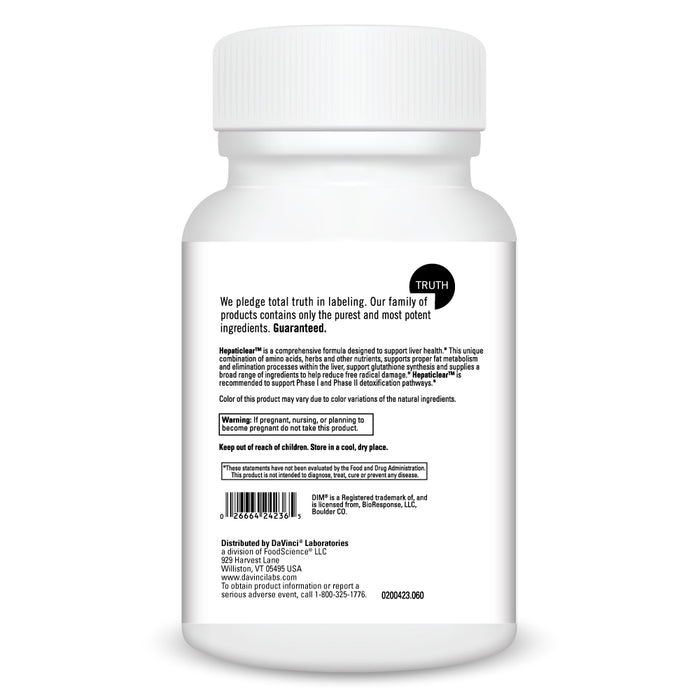 DaVinci Labs Hepaticlear 60 veg capsules warnings label
