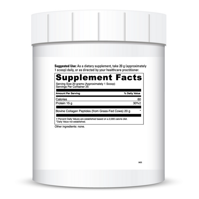 DaVinci Labs Hydrolyzed Collagen Peptides Powder 500 g supplement facts label