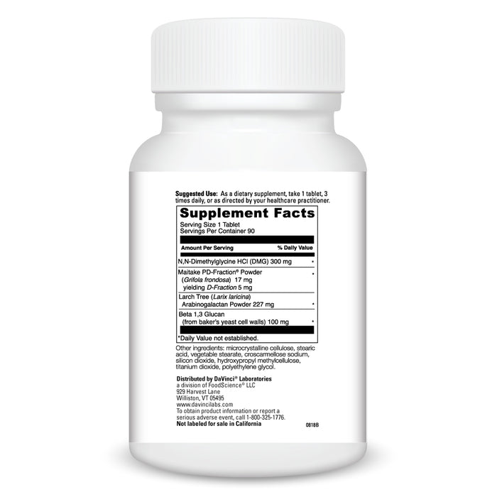 DaVinci Labs Immuno-DMG 90 veg tablets supplement facts label
