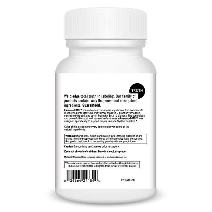 DaVinci Labs Immuno-DMG 90 veg tablets warnings label