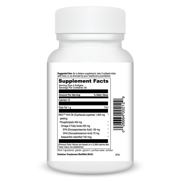 DaVinci Labs Krill Oil 60 softgels supplement facts label