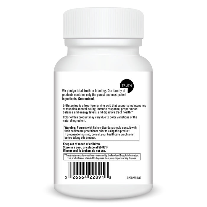 DaVinci Labs L-Glutamine Powder 5.29 oz warnings label