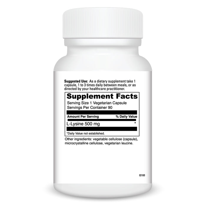 DaVinci Labs L-Lysine Capsules 90 capsules supplement facts label