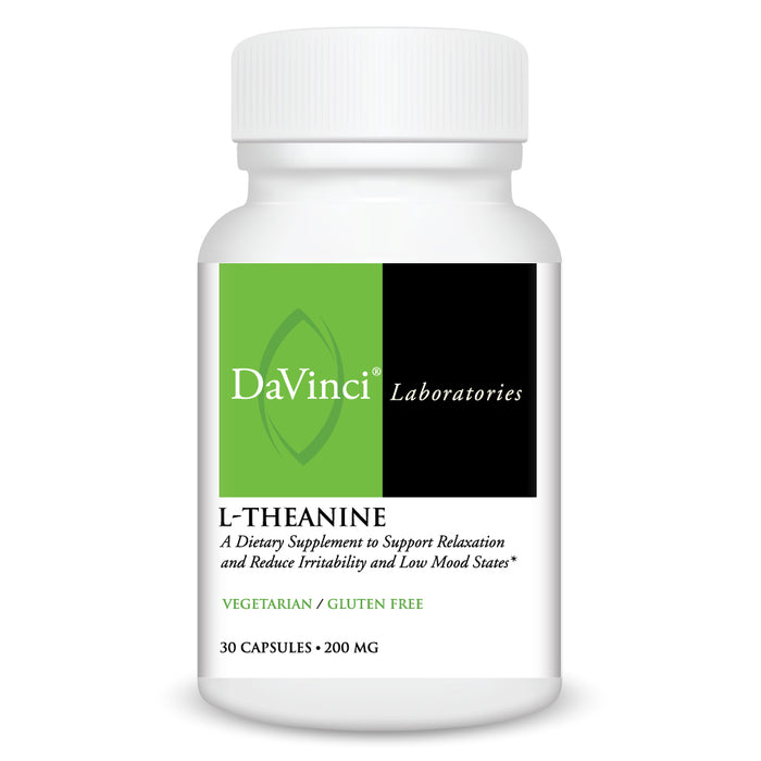 DaVinci Labs L-Theanine 200 mg, 30 capsules, front of bottle