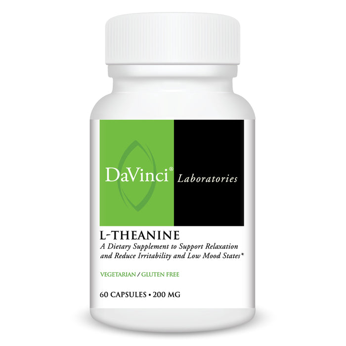 DaVinci Labs L-Theanine 200 mg, 60 capsules, front of bottle