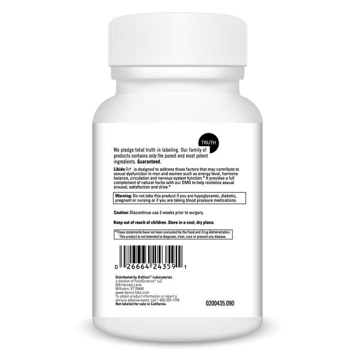 DaVinci Labs Libido 90 capsules warnings label