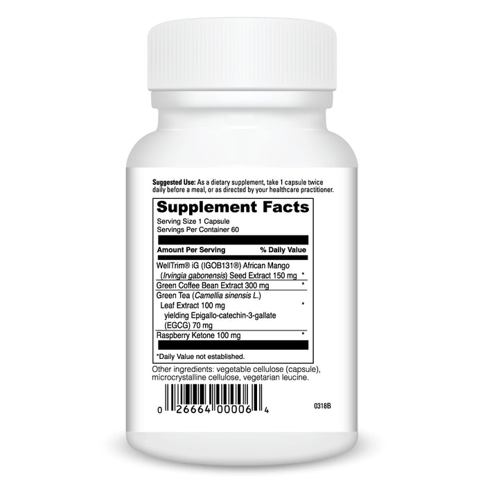DaVinci Labs Mango-Plex with Raspberry Ketone 60 capsules supplement facts label