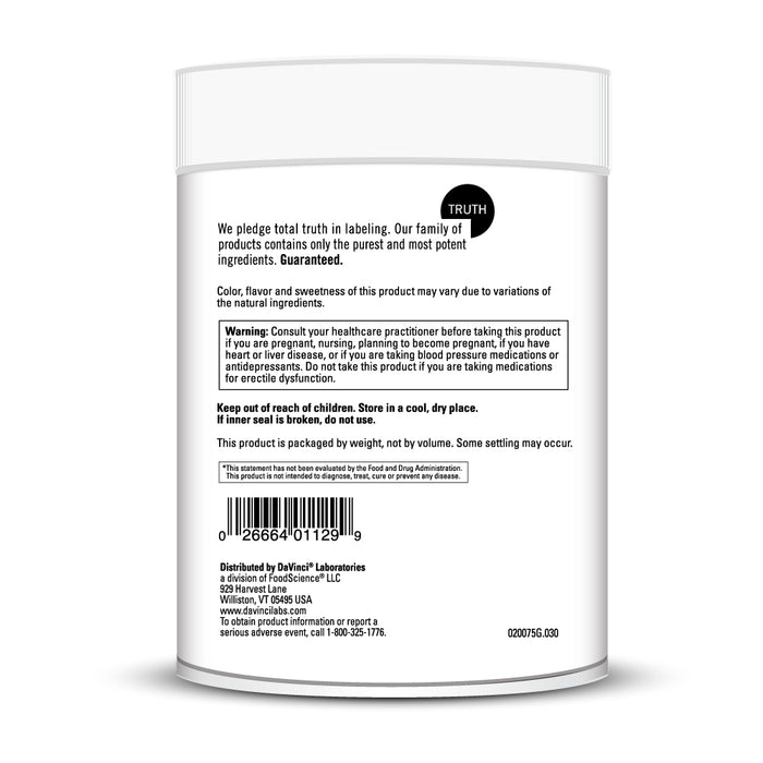 DaVinci Labs Maxi-BCAA 13.23 oz warnings label