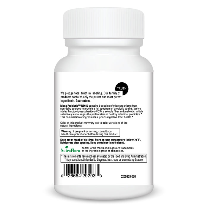 DaVinci Labs Mega Probiotic ND 50 30 capsules side label