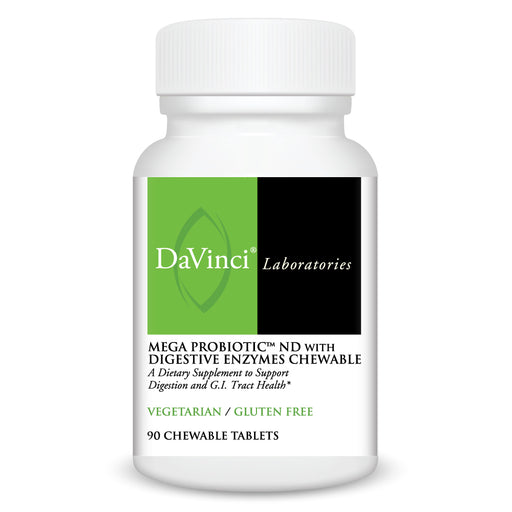 DaVinci Labs Mega Probiotic ND with Digestive Enzymes, 90 chewable tablets, front of bottle