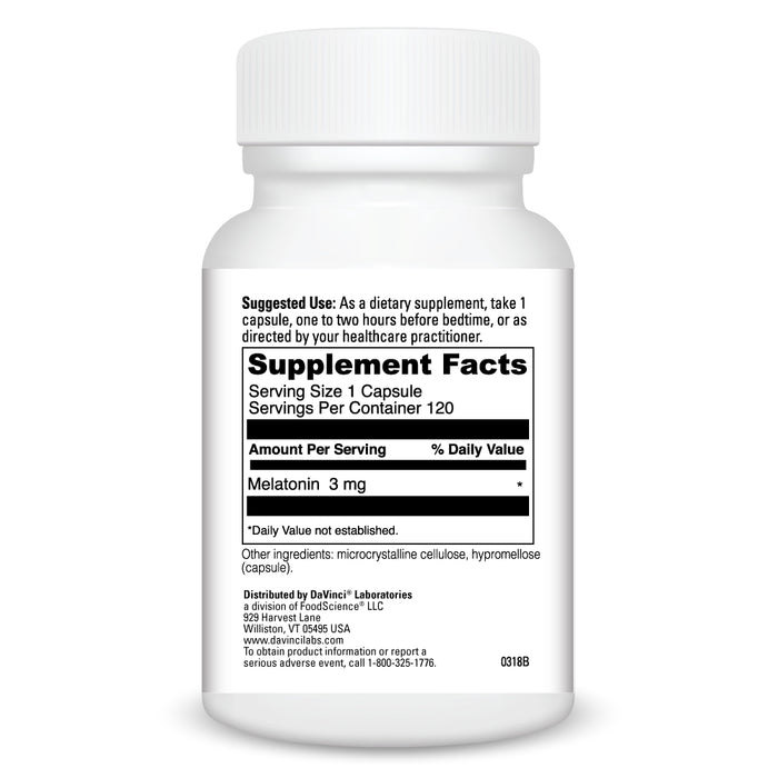 DaVinci Labs Melatonin-3 120 capsules supplement facts label