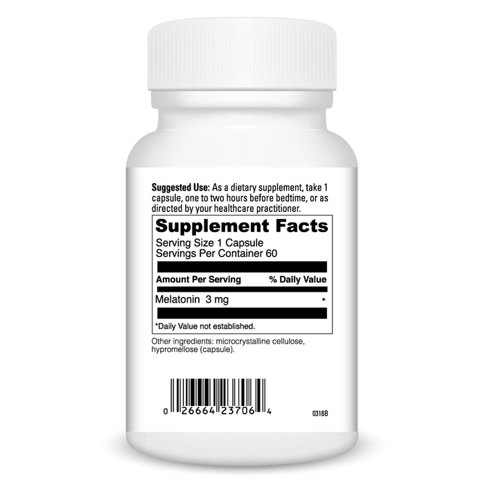 DaVinci Labs Melatonin-3 60 capsules supplement facts label